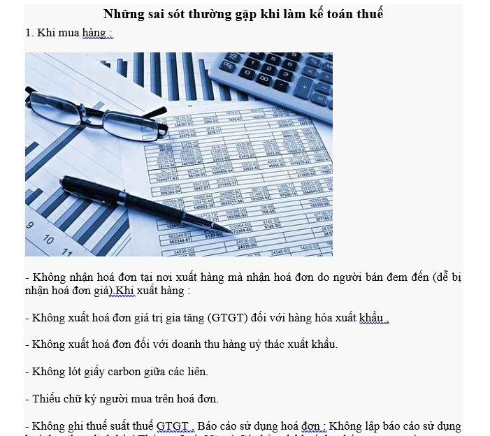 Những sai sót thường gặp khi làm kế toán thuế