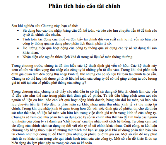 Kỹ thuật phân tích báo cáo tài chính chuyên sâu