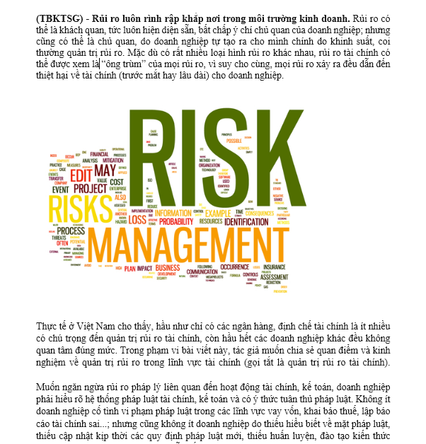 Ngăn ngừa và xử lý rủi ro tài chính