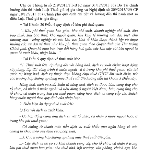 Thuế suất thuế GTGT dịch vụ bảo vệ cho doanh nghiệp ở khu chế xuất