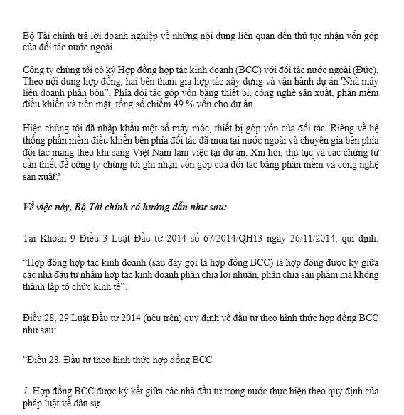 Quy định về nhận vốn góp của đối tác nước ngoài