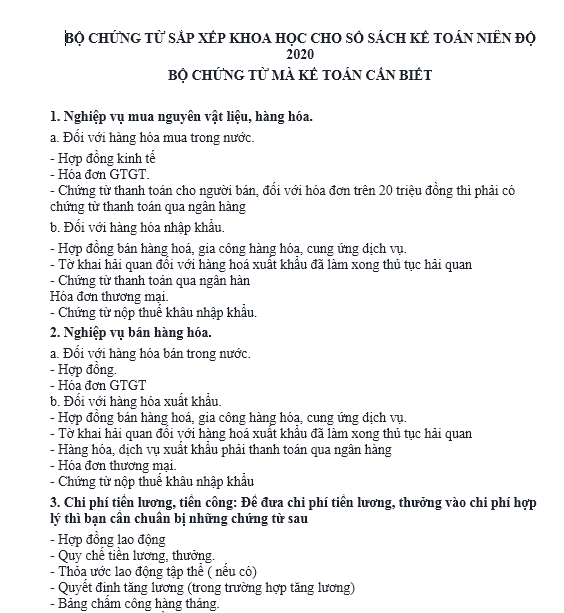 Bộ chứng từ sắp xếp khoa học cho sổ sách kế toán niên độ 2020
