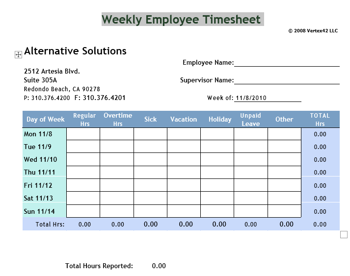 Mẫu bảng chấm công bằng TIẾNG ANH