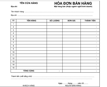 Mẫu hóa đơn bán hàng