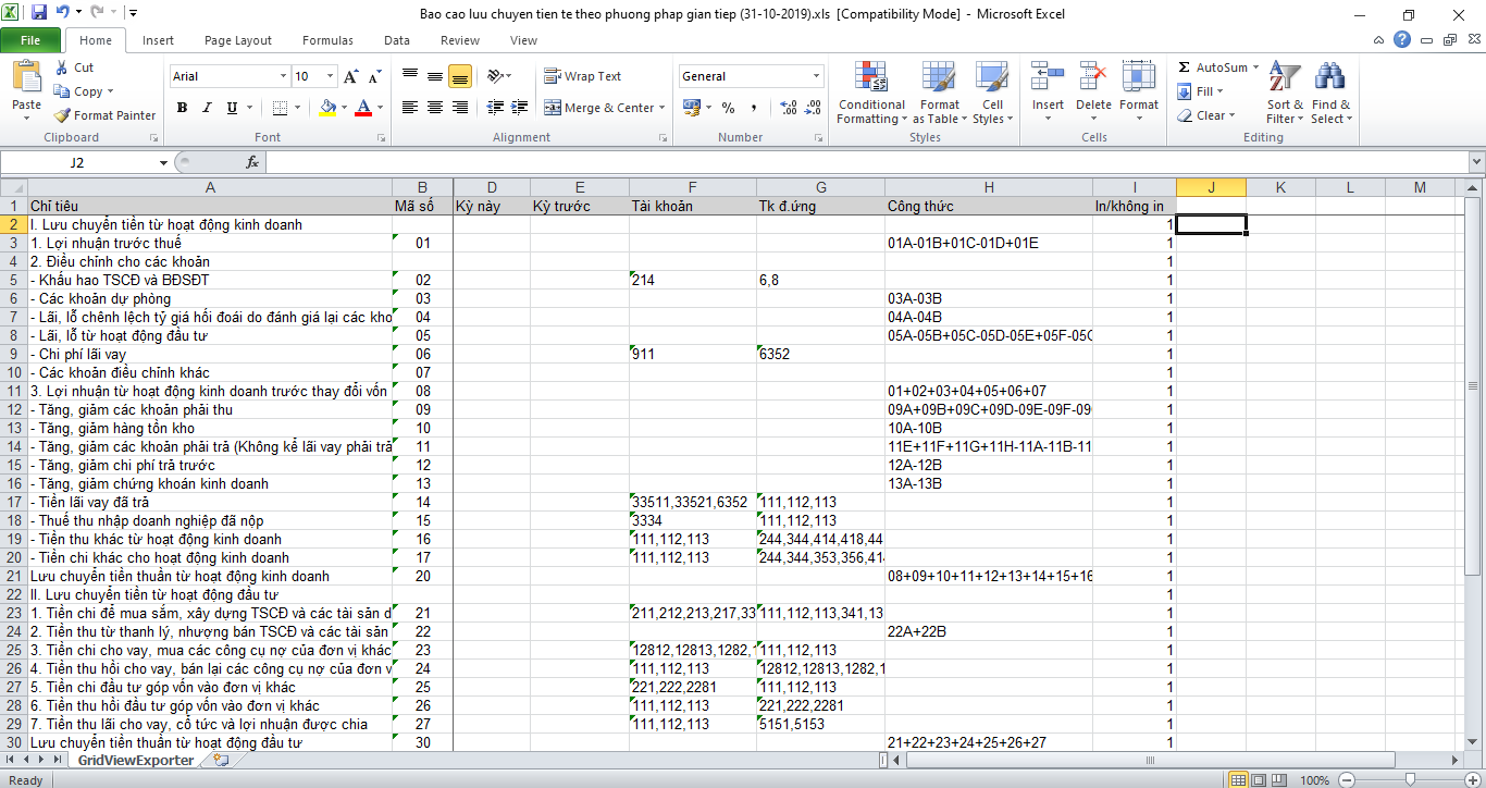 File Excel báo cáo lưu chuyển tiền tệ nhặt theo phương pháp gián tiếp của TT200 có công thức File Excel báo cáo lưu chuyển tiền tệ nhặt theo phương pháp gián tiếp của TT200 có công thức