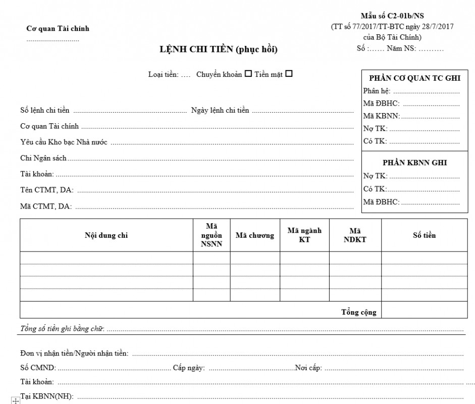 Lệnh chi tiền (phục hồi)