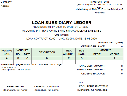 Mẫu sổ chi tiết tiền vay theo TT133 ( TIẾNG ANH)