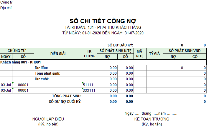 Mẫu sổ chi tiết công nợ ( Ngoại tệ)