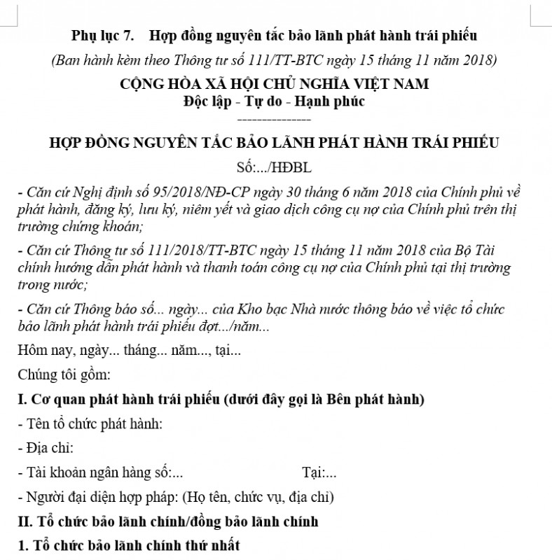 Hợp đồng nguyên tắc bảo lãnh phát hành trái phiếu