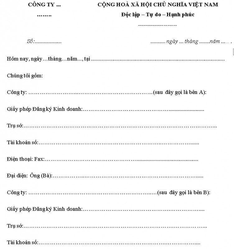 Mẫu hợp đồng đại lý mới nhất